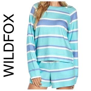 Wildfox Mint, Lavender & White Striped Lounge Pajama Set